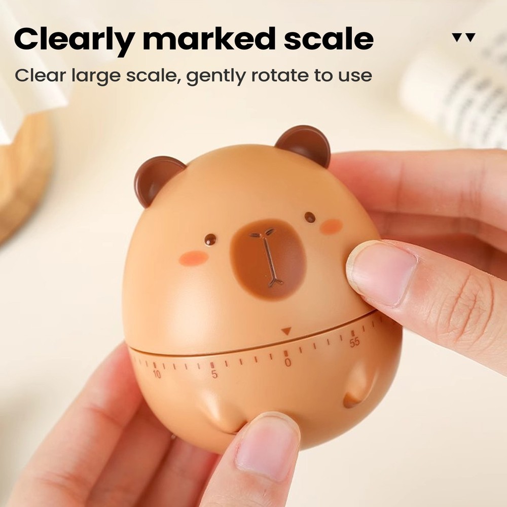 1Pc Capybara Kitchen Timer Mechanical Kitchen Timer Animal Shaped Clock Alarm