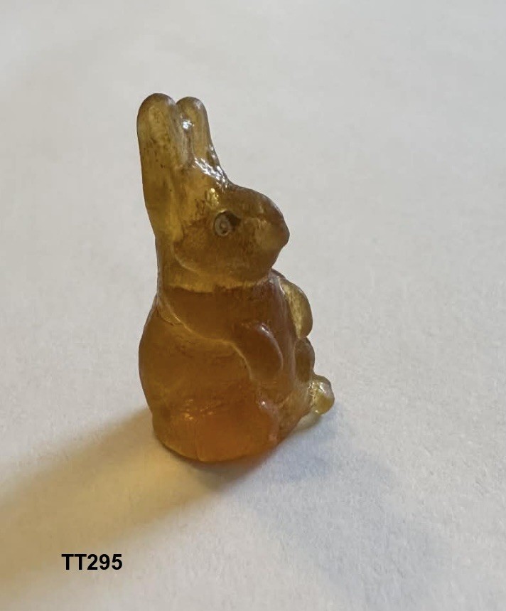 Vintage Czech Glass Bunny Rabbit Apple Juice Cracker Jack AS IS