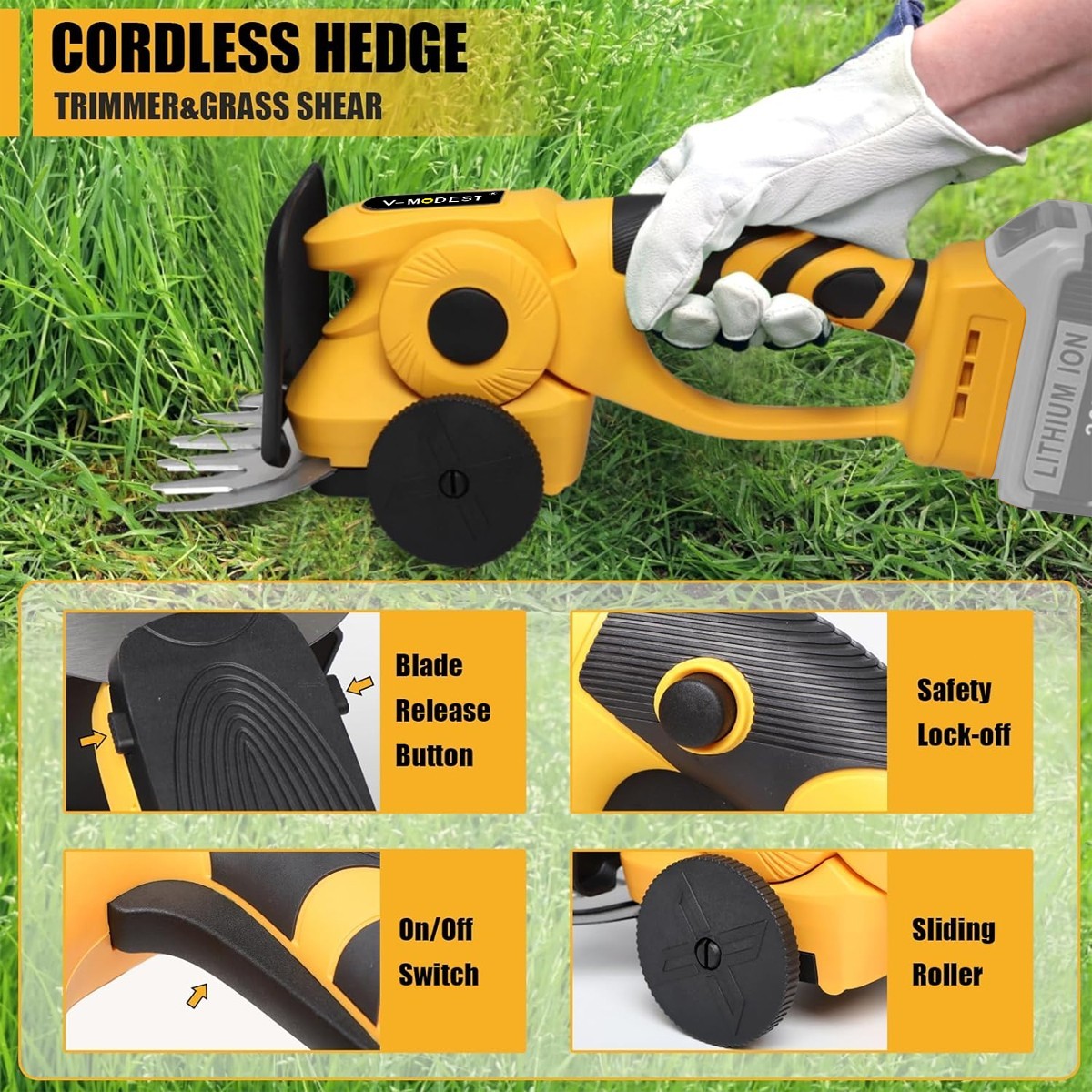 2-in-1 Cordless Hedge Trimmer&Grass Shear For DEWALT 20V MAX Battery (Tool Only)