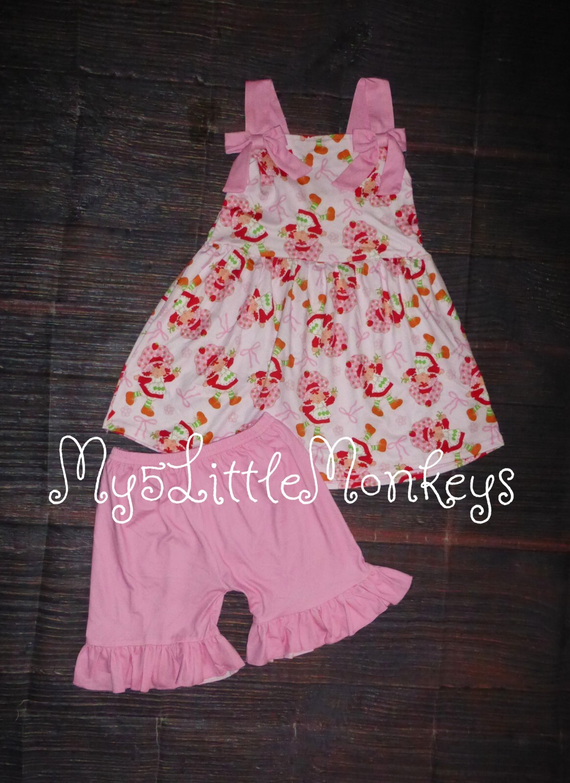 NEW Boutique Girls Strawberry Shortcake Tunic Shorts Outfit