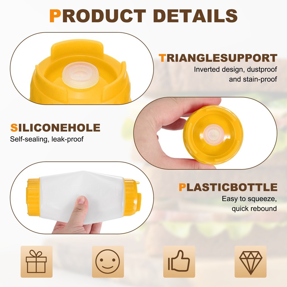 Condiment Squeeze Bottles for Sauces, 2pcs 16 oz Refillable Plastic Bottle