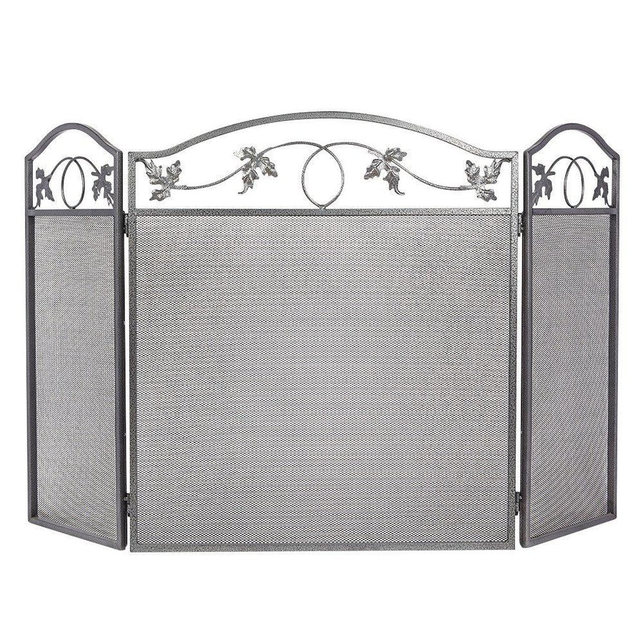 Amagabeli 3Panel Pewter Wrought Iron Fireplace Screen, Protective Mesh