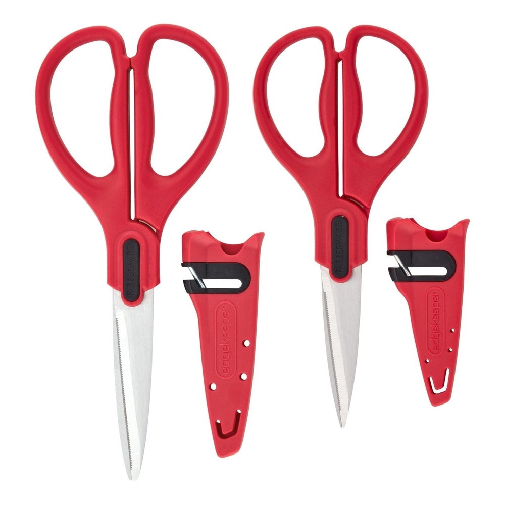 Farberware Edgekeeper Set 2 All Purpose Utility Shears Edgekeeper Sheaths Red