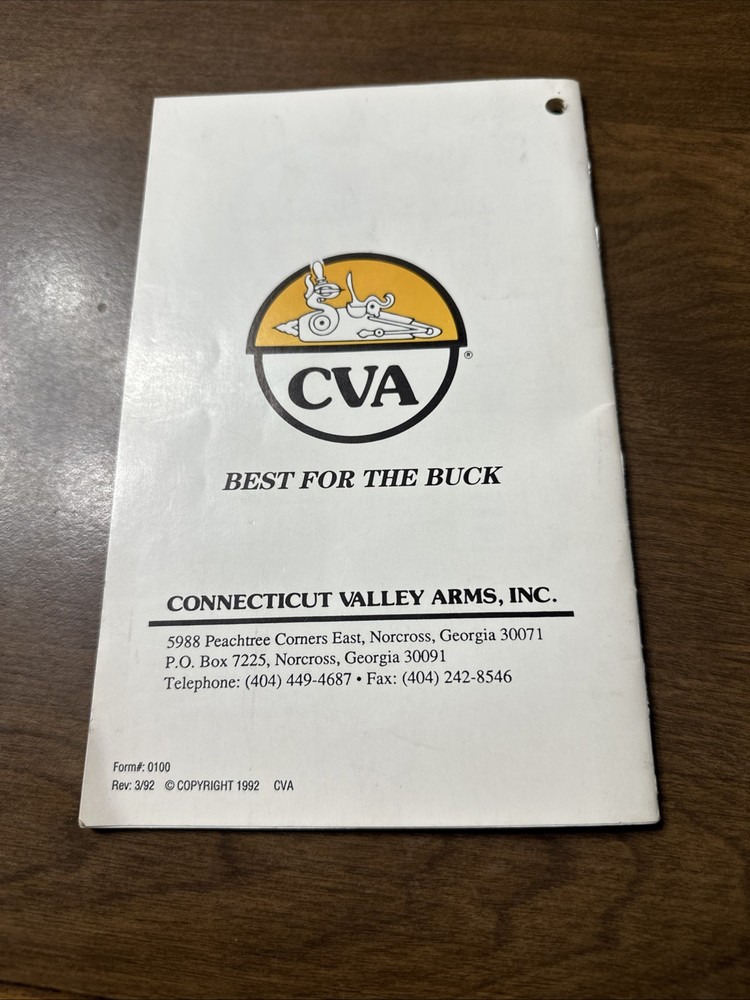 Vintage Original 1992 CVA Muzzleloader Owners Manual