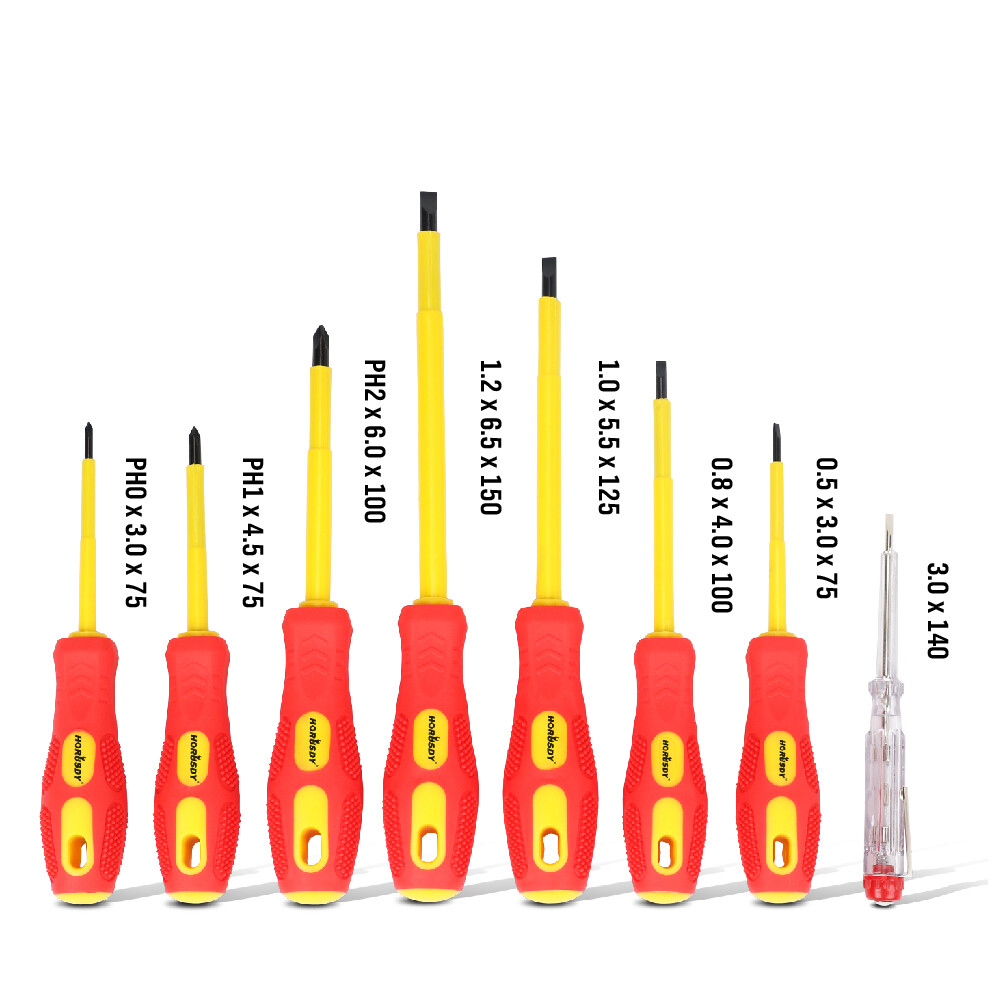 8pc Electrician's Insulated Magnetic Electrical Hand Screwdriver Tool Set & Case