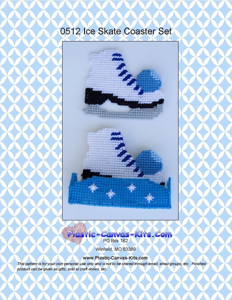 Ice Skate Coasters-Plastic Canvas Pattern or Kit