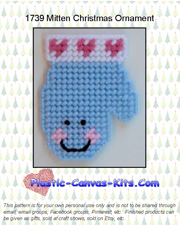 Mitten Christmas Ornament-Plastic Canvas Pattern or Kit
