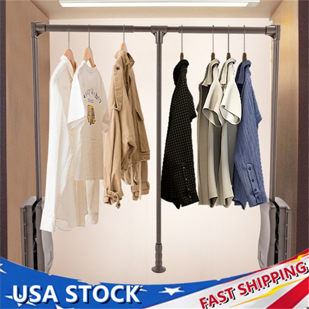 Pull Down Closet Rod Adjustable 22 lbs Load Capacity With Ergonomic Handle