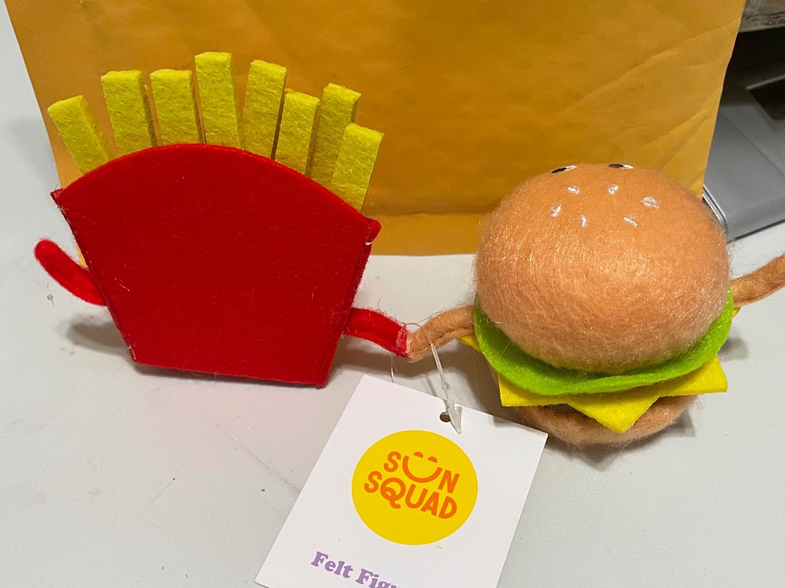 Target Sun Squad Felt Duo Cheeseburger and Fries Summer Figurines