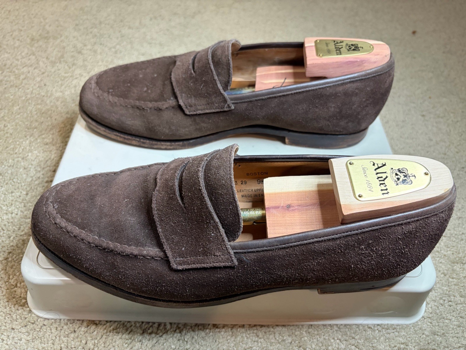 Crockett Jones Boston Suede Penny Loafer Size 9.5E Made In England