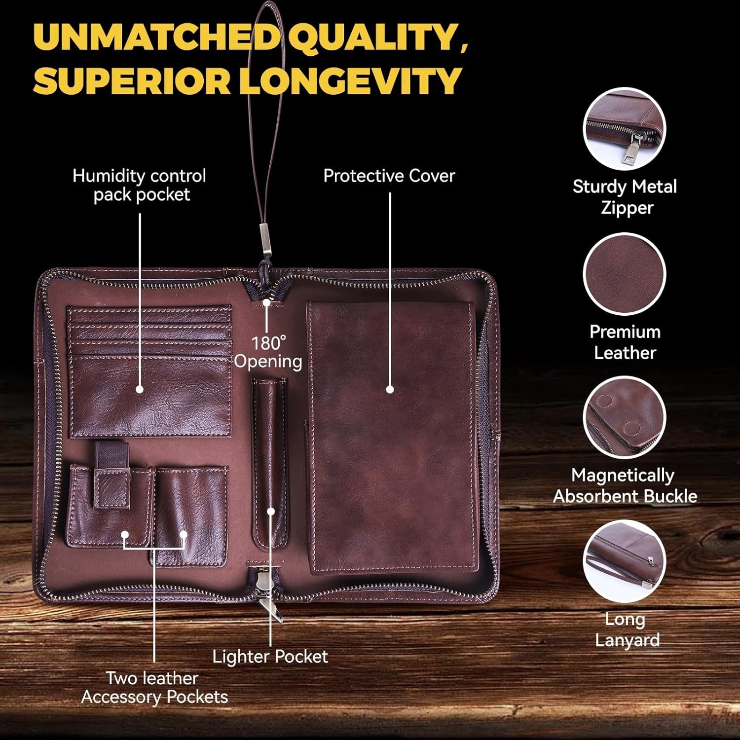 Portable Travel Leather Cigar Case