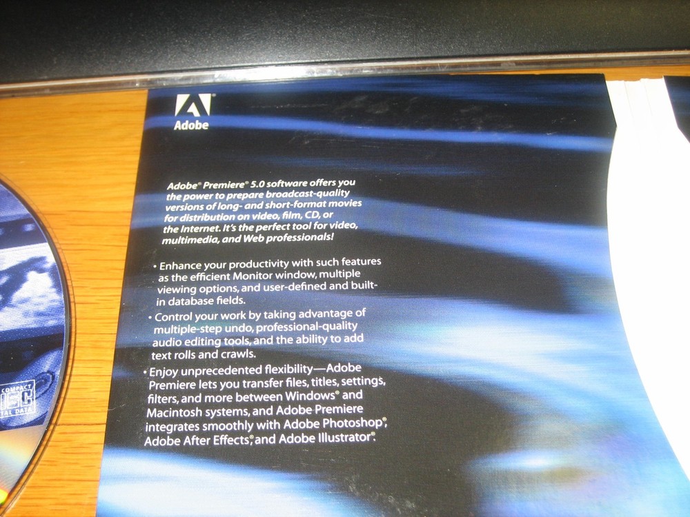 ADOBE PREMIERE 5.0 FOR MAC PLUS MEDIA CONTENT WINDOWS/MAC CD`S
