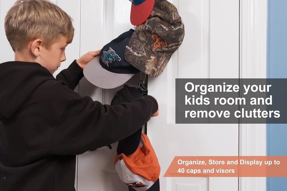 Innovative Hat Storage Rack – Adjustable Clips for 36 Caps, Easy Install, Black