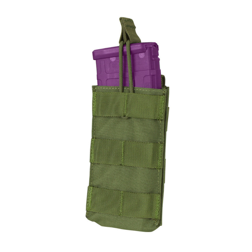 Single Modular MOLLE Open Top Pull Cord 5.56 Mag Pouch - OD Green