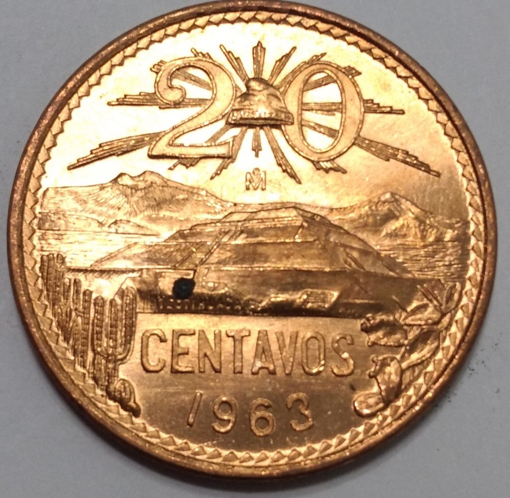Mexico 1963 20 Centavos Gem Mint State