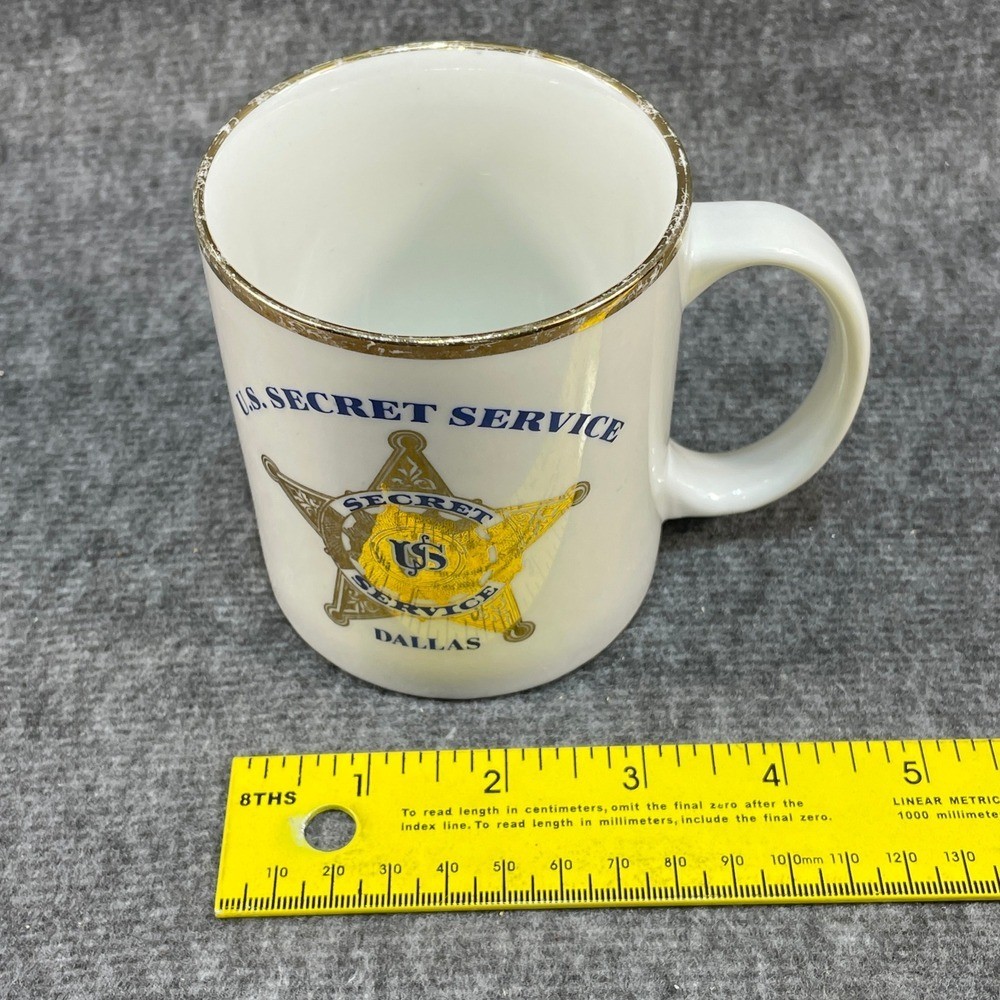 U.S. Secret Service Dallas Gold Trim Coffee Mug Collectible Souvenir