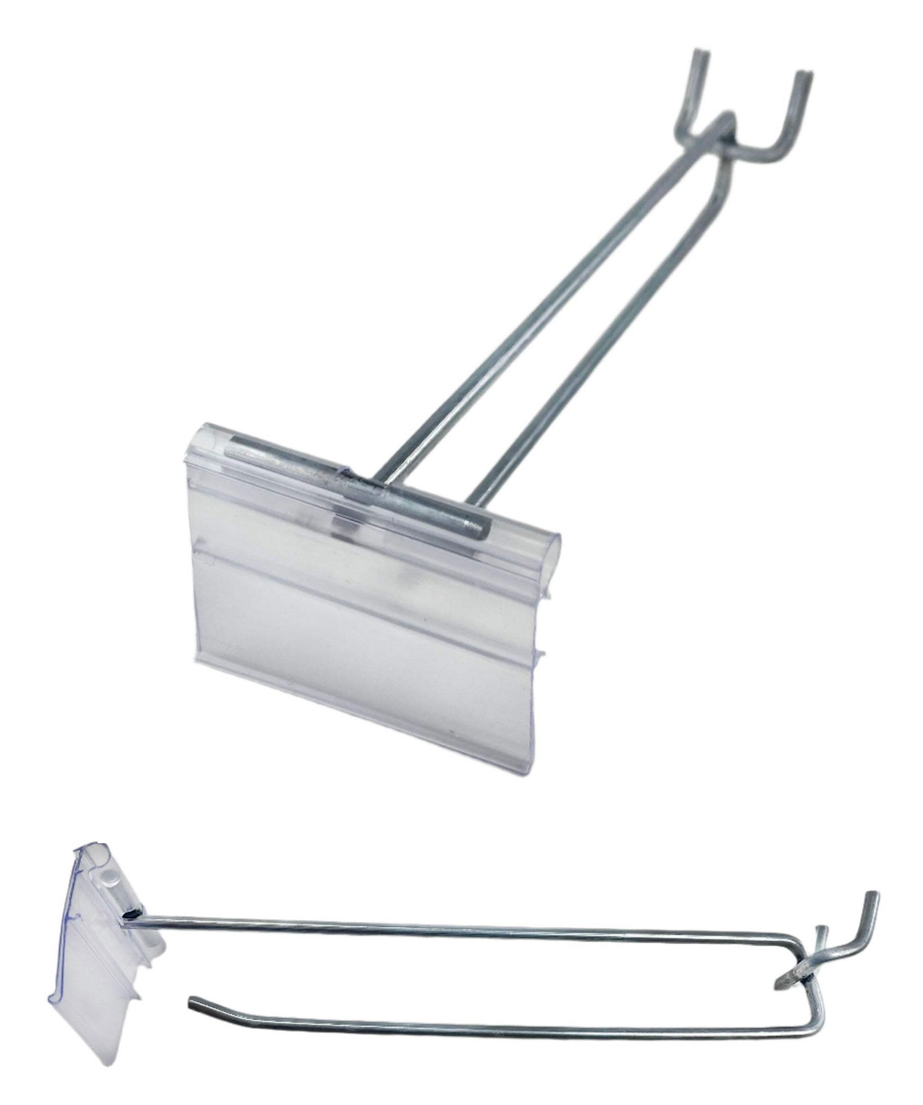 50 PACK 8 Inch Flip Scan™ Metal Peg Hooks with Label Holder 3/16 & 1/4 Pegboard