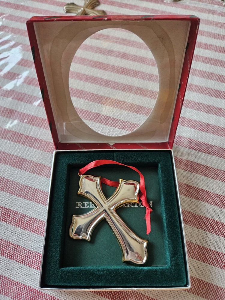 Reed & Barton SILVERPLATE CROSS #1177 Double Sided in Box