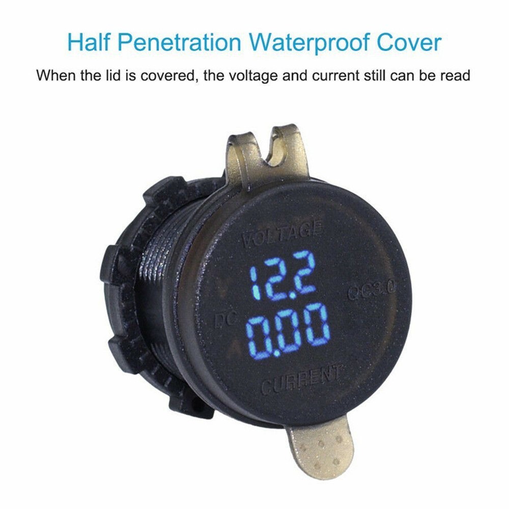 Socket LED Motorcycle USB Fast Socket Volt Voltage Waterproof DC 12/24V