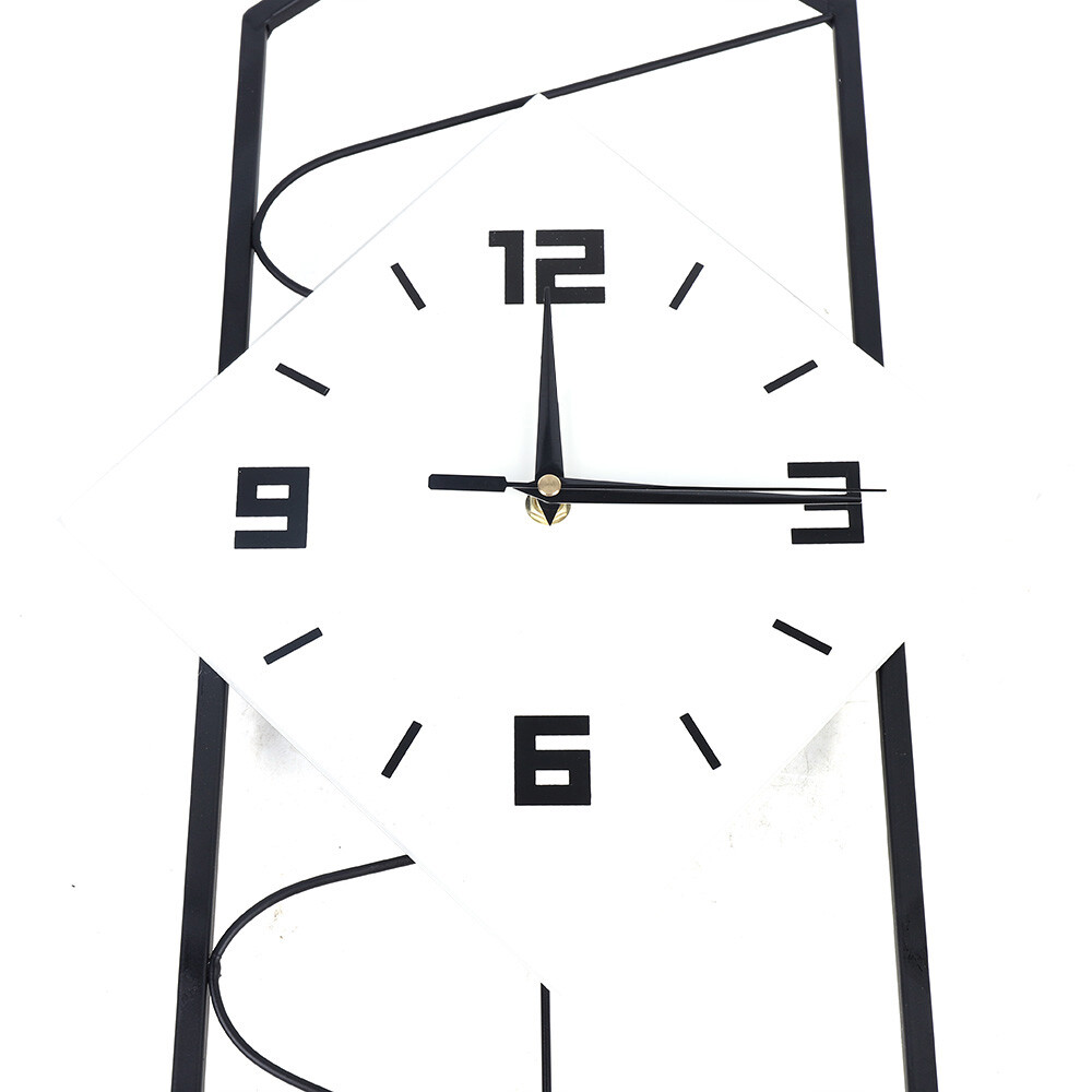 Wall Clock Modern Pendulum Wall Clock with Silent Movement Metal+ Solid Wood