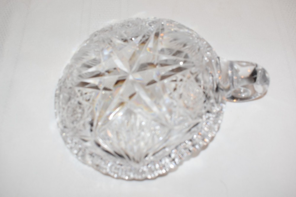 Clear Crystal Candy Dish with Handle Star Pattern