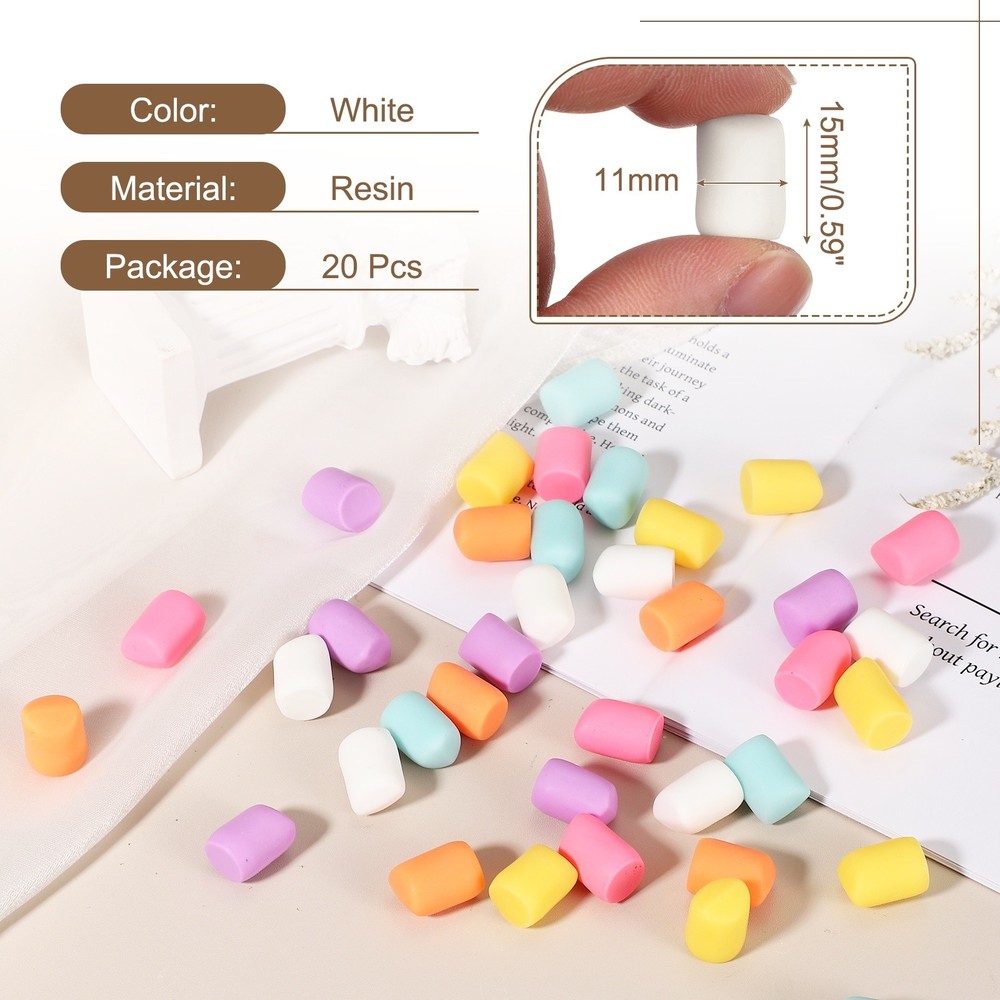 20 Pcs Resin Candy Charm, Artificial Simulation Cotton Candy, White