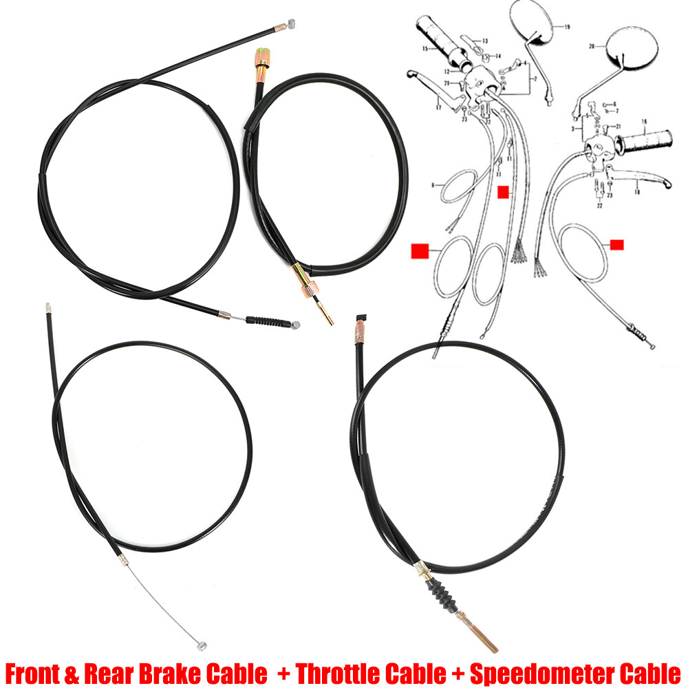 For 1970-1971 Honda Trail 90 CT90 K2 K3 Brake Cable Throttle Speedo Cable Set US