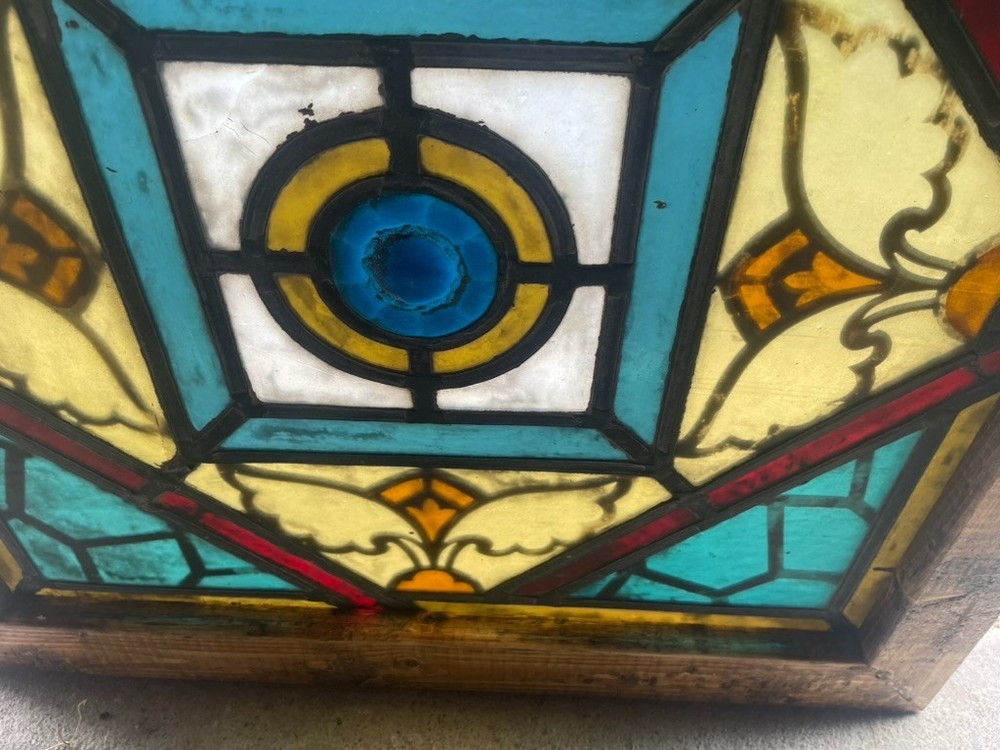 Small painted and fired stained glass window