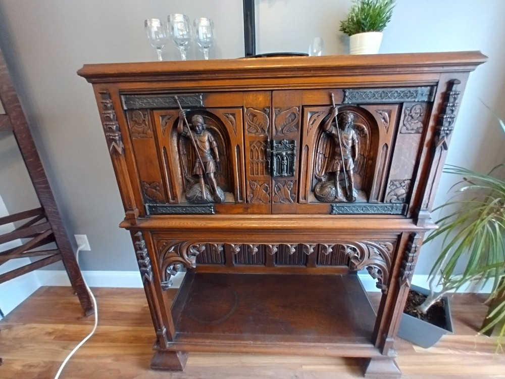 Antique Belgian Gothic Revival Sideboard Oak