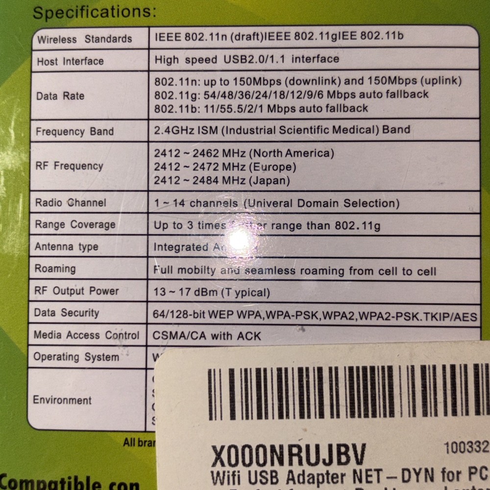 NET-DYN USB 2.0 Wireless 802.11N Adapter