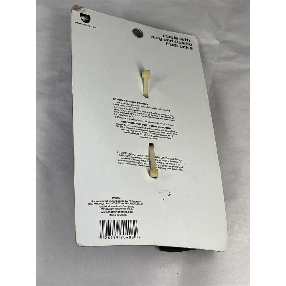 Master Lock 6' Coated Security Cable w/ 2 Key & Combination Padlocks