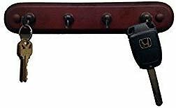 Spectrum Diversified 4 Hook Key Rack - Walnut Wood/Bronze