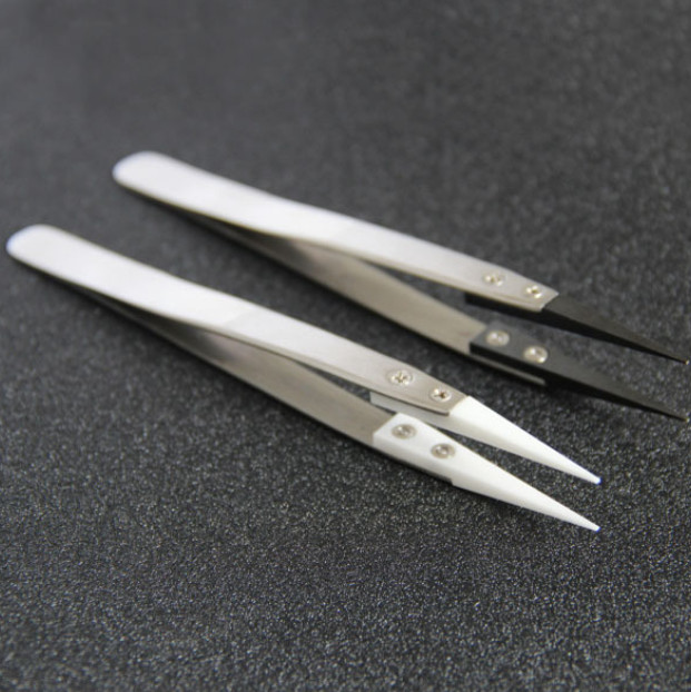 2pcs Circuit board maintenance ceramic tweezers replaceable maintenance tool
