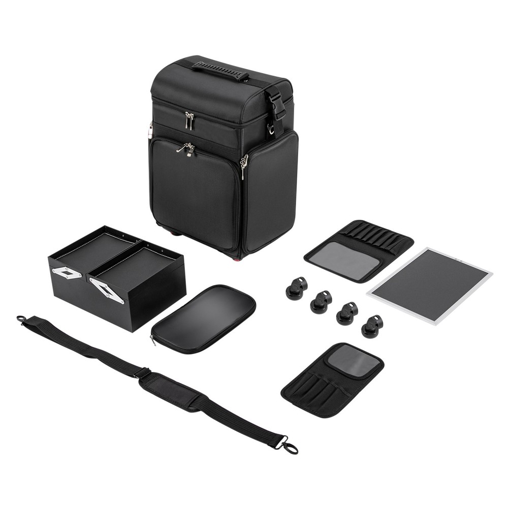 Makeup Train Caser Soft Sided Rolling Makeup Trolley Train Case Bag w/Clear Bag