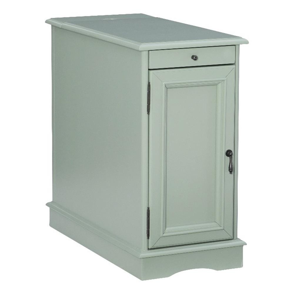 Linon Bartow Multi Function Storage Accent Table USB Charging in Aqua Blue Wood