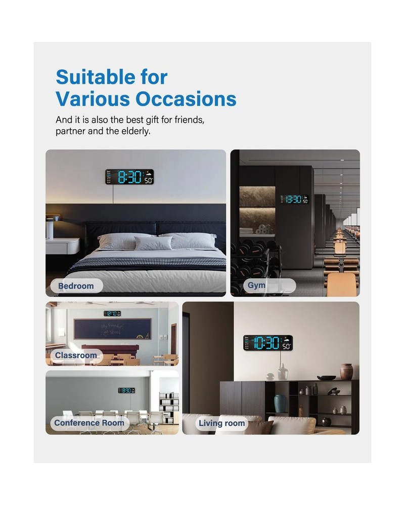 Digital Wall Clock, Digital Clock Large Display with Remote Control... Fast Ship