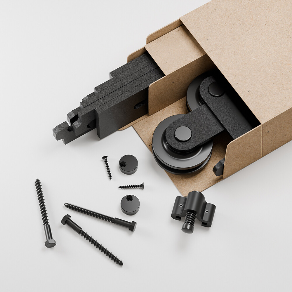 4FT-20FT Sliding Barn Door Hardware Kit Single/Double Door with Adjustable Guide