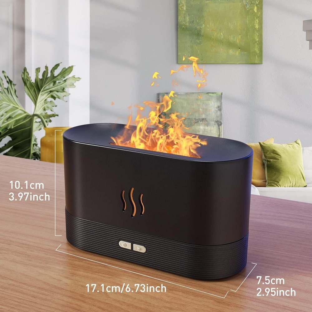 Essential Oil Diffuser, Fireplace Flame Oil Diffuser, Aroma Humidifier (Black)