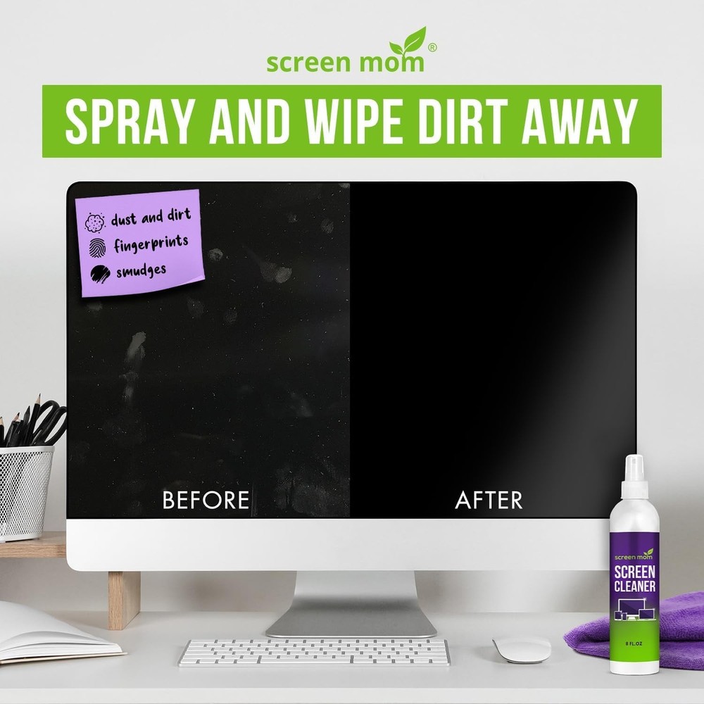 TV Screen Cleaner Spray and Cloth 2-Pack