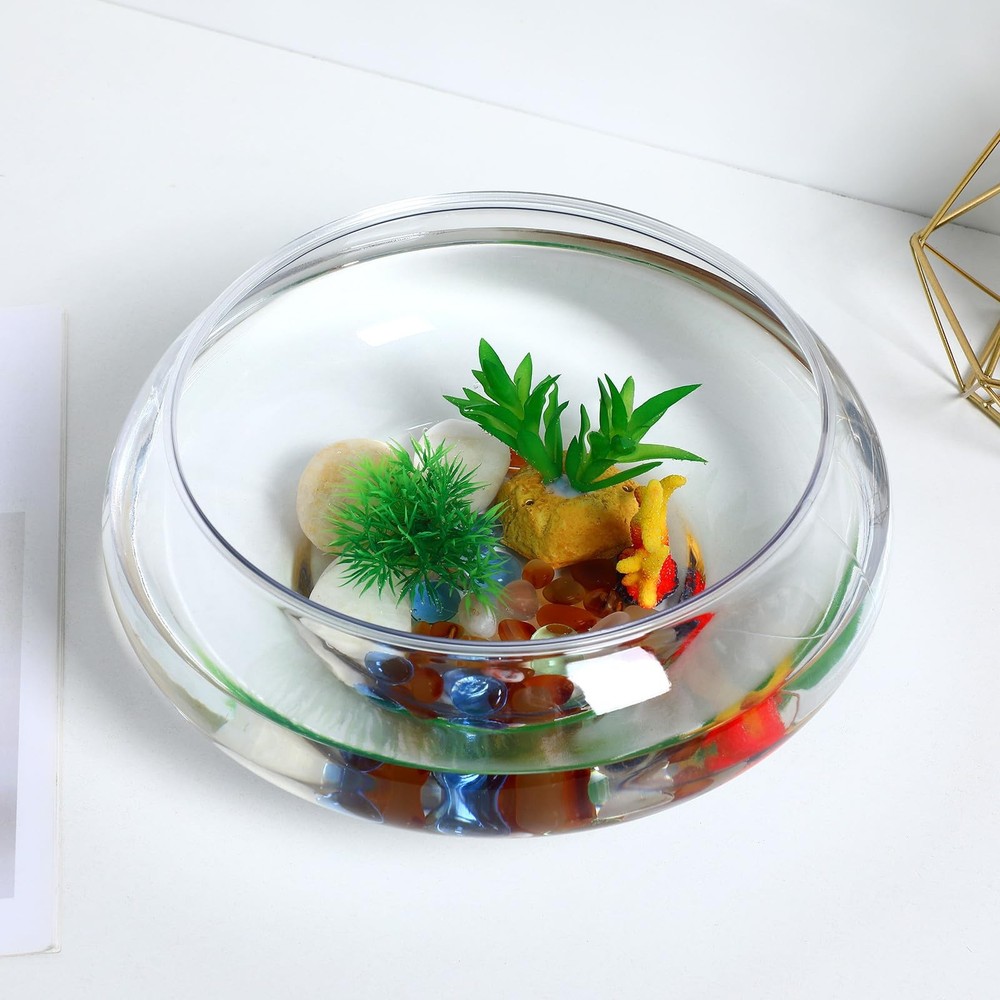 Plastic Fish Tank Aquarium, 2800ml Clear Betta Tank, Multi-Function Desktop G...