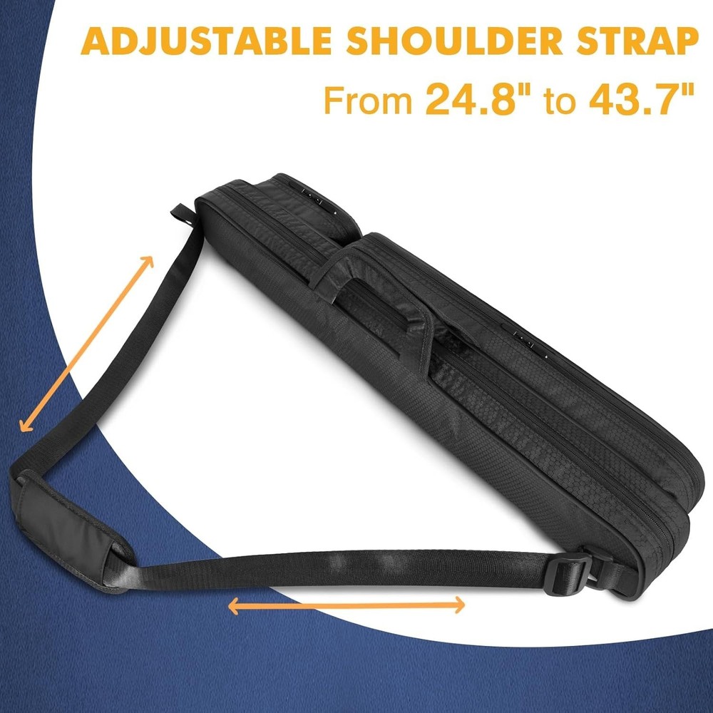 Lightweight Polyester Pool Cue Case 2x2 with Waterproof Fabric & Comfort Padding