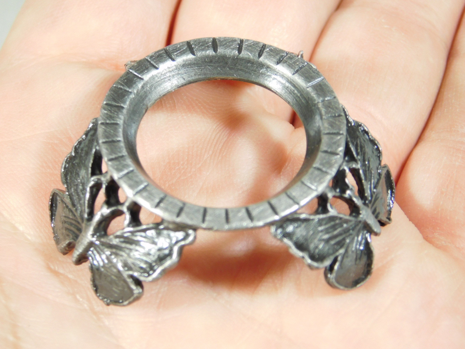 Sphere Display Stand Butterfly Design Small Size Pewter Color