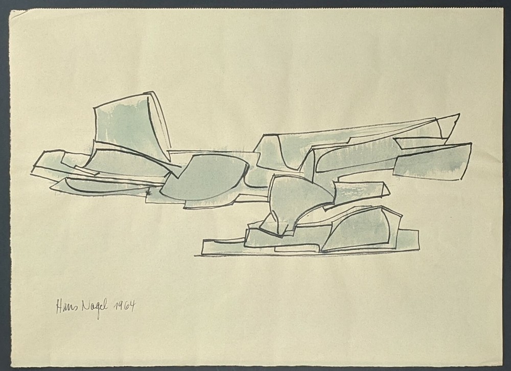 Hans Nagel, Concrete Composition, Original Drawing, Signed & Dated, 1964