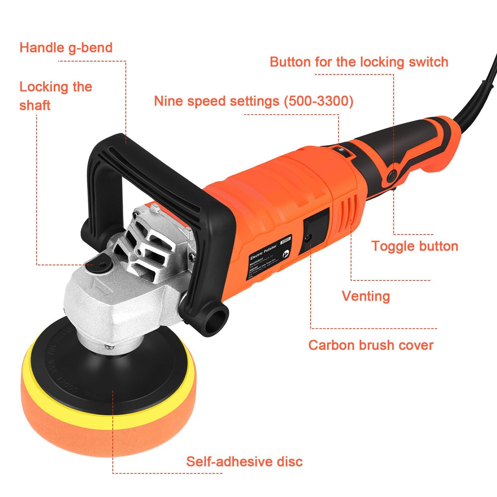 Electric Car Polisher Sander Buffer Polishing Machine Kit 1580W Variable Speed
