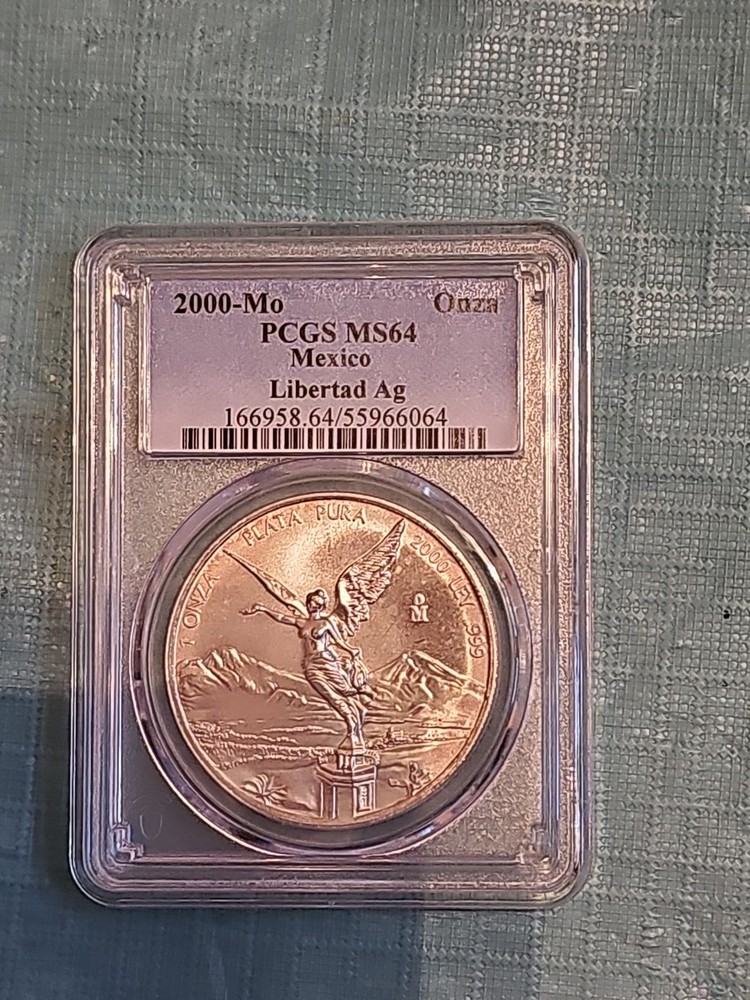 2000 Libertad  Pcgs Ms 64 Silver. 999 Mexico