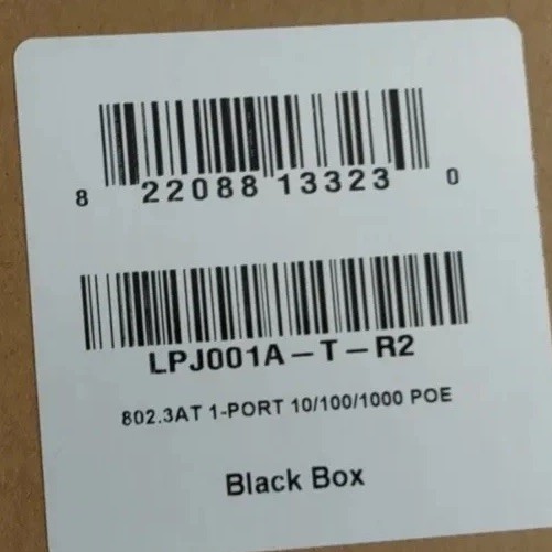 Black Box LPJ001A-T-R2 POE GIGABIT Ethernet Injector 802.3AT *NEW