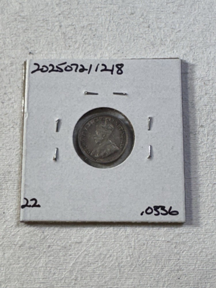 1918 Canada 5 Cents Silver Coin Cleaned