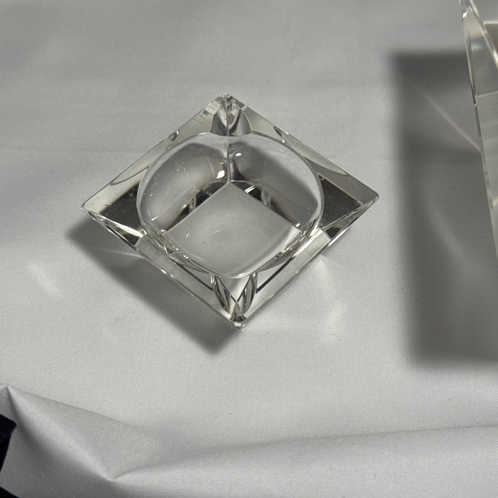 3- SQUARE CLEAR ASHTRAYS MCM 1 LARGE 2 SMALL