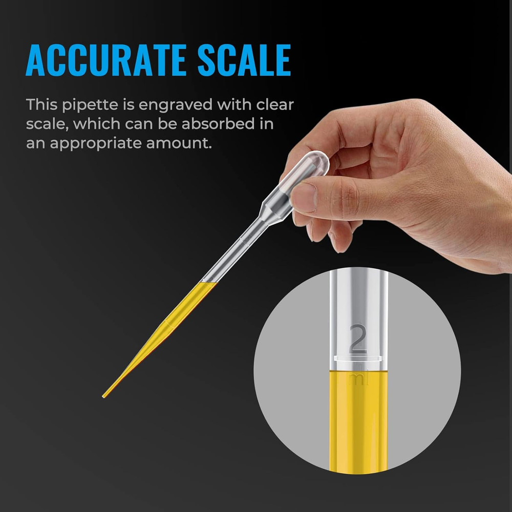 100Pcs 3Ml Disposable Plastic Transfer Pipettes Calibrated Dropper for Scienc...