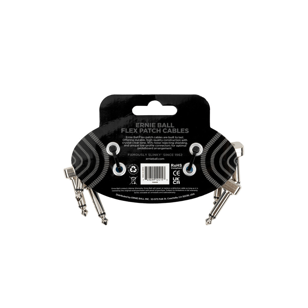 Ernie Ball Flex Patch Cable 3in - Blue - 3 Pack